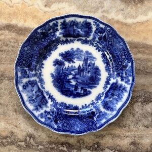 Antique 1889-1919 Flow Blue And White Burgess & Leigh NONPAREIL Plate. England